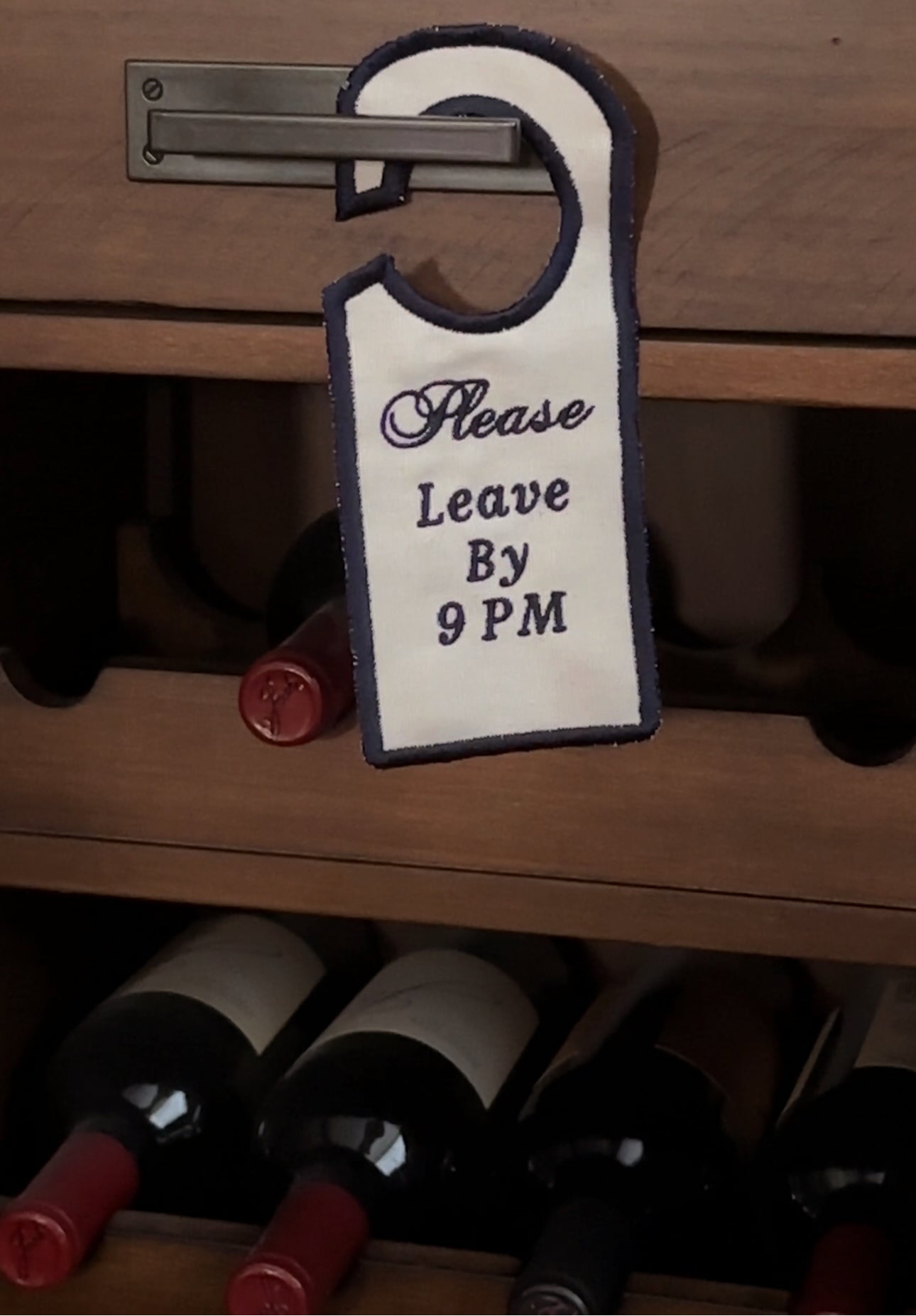 Handmade Embroidered Canvas Door Décor – ‘Please Leave by 9 PM’/‘Please Do Not Distrub’ | Personalizable | Do not disturb sign