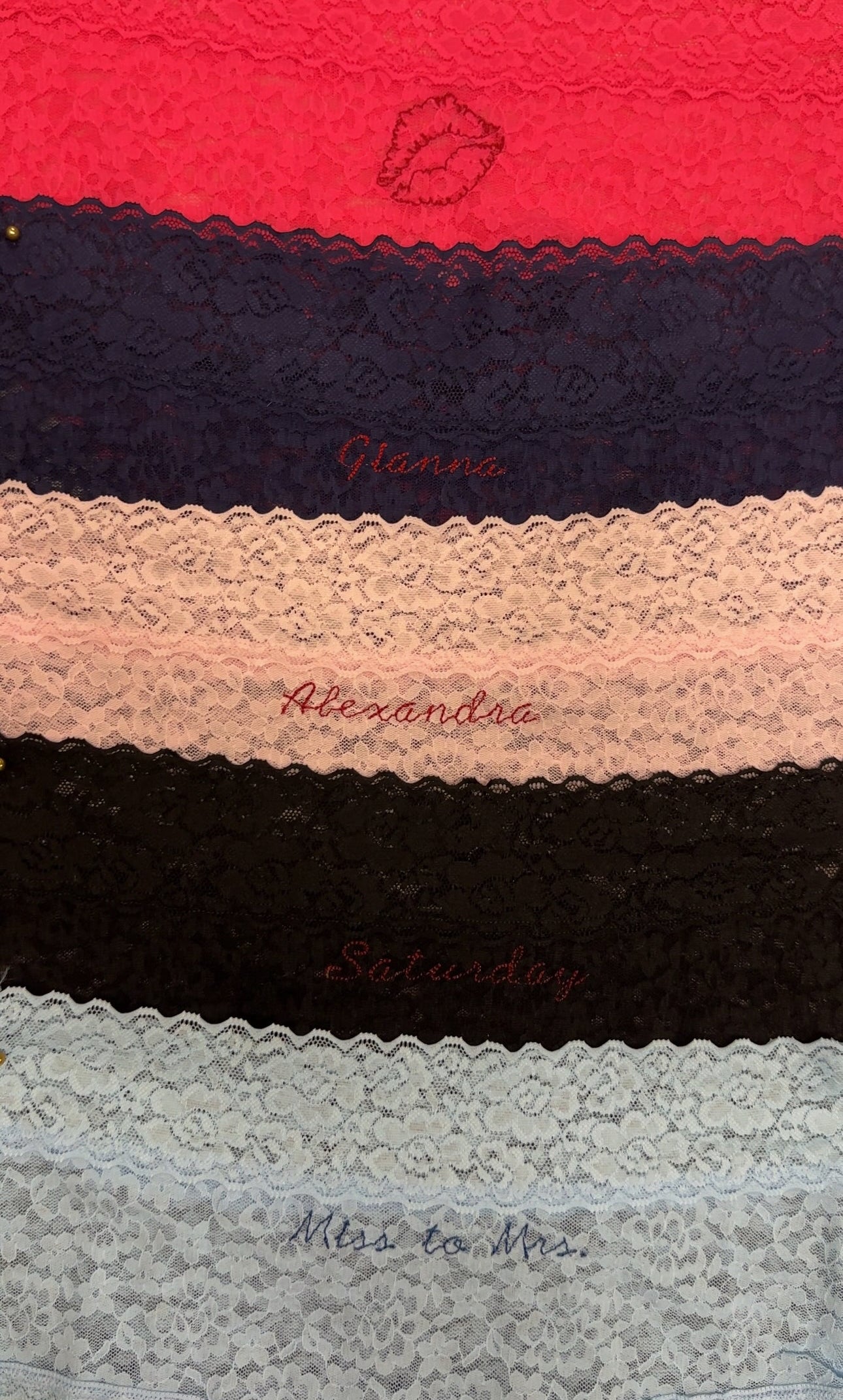 Customizable Text/Design Embroidered Lace Hipster Underwear
