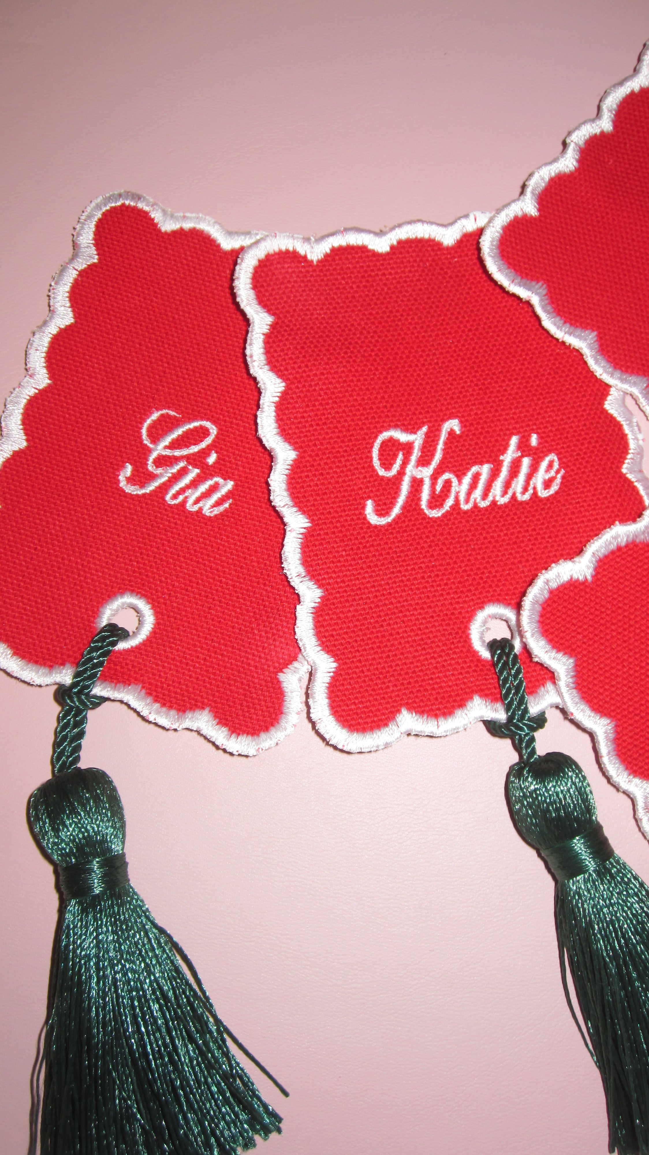 Custom Embroidered Name Tag Set: Personalized  Gift | Hostess | Christmas Party | Christmas Tags | Christmas Keychain