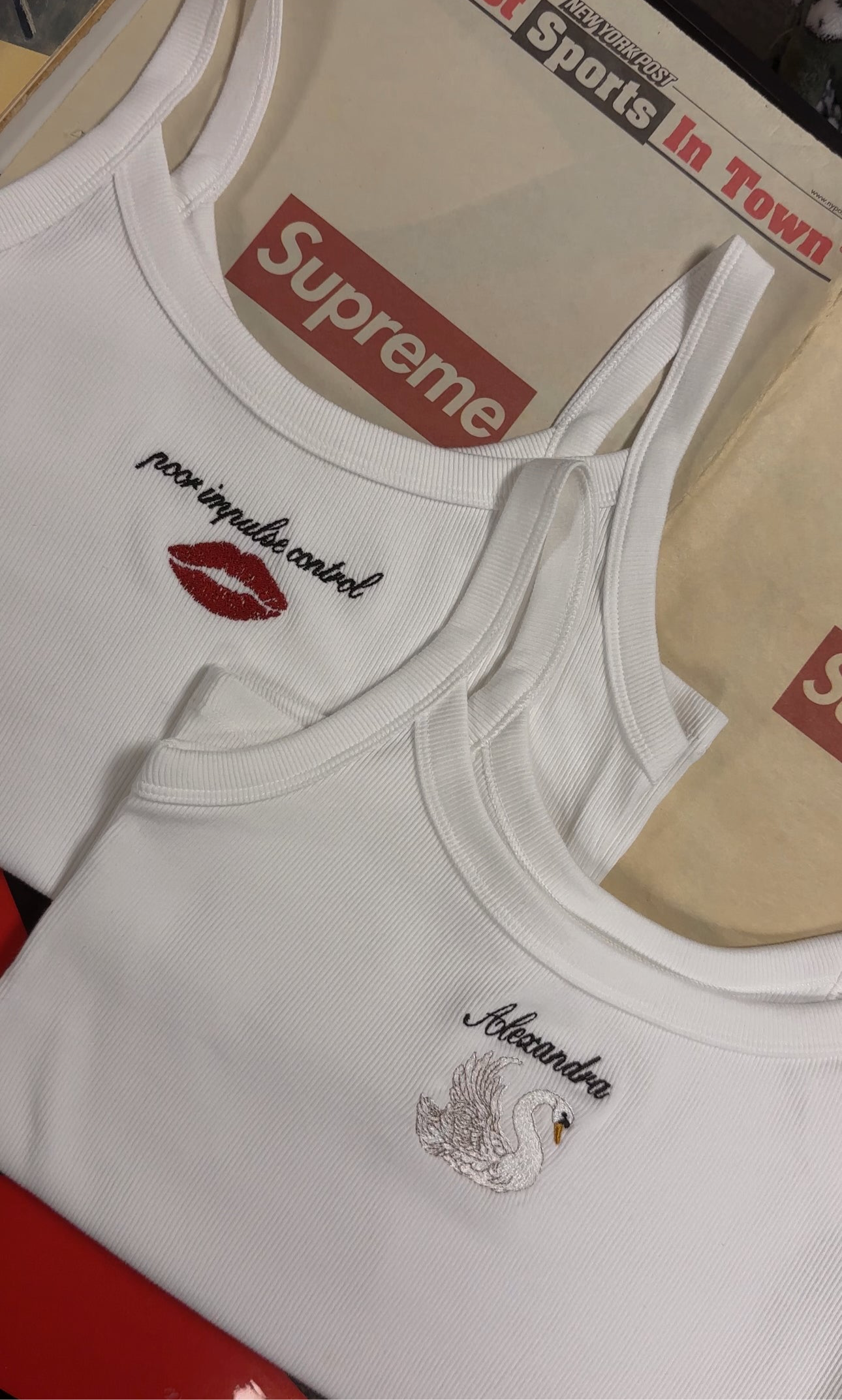 Personalized Embroidered Tank: Custom Text with Select Designs