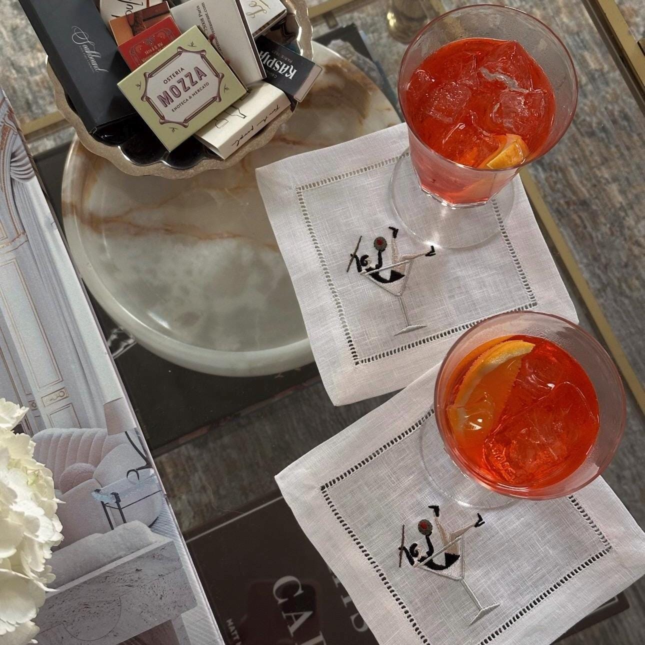 Set of Martini Lover Embroidered Cocktail Napkins I Cocktail Napkins I Embroidered Cocktail Napkins | Dirty Martini