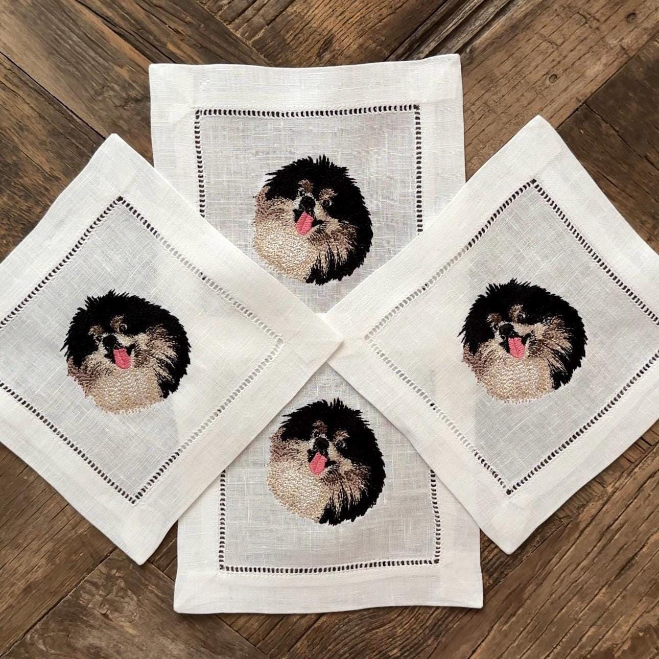Set of Customized Animal Embroidered Cocktail Napkins I Cocktail napkins I Embroidered Cocktail Napkins I Custom Dog Cocktail Napkins