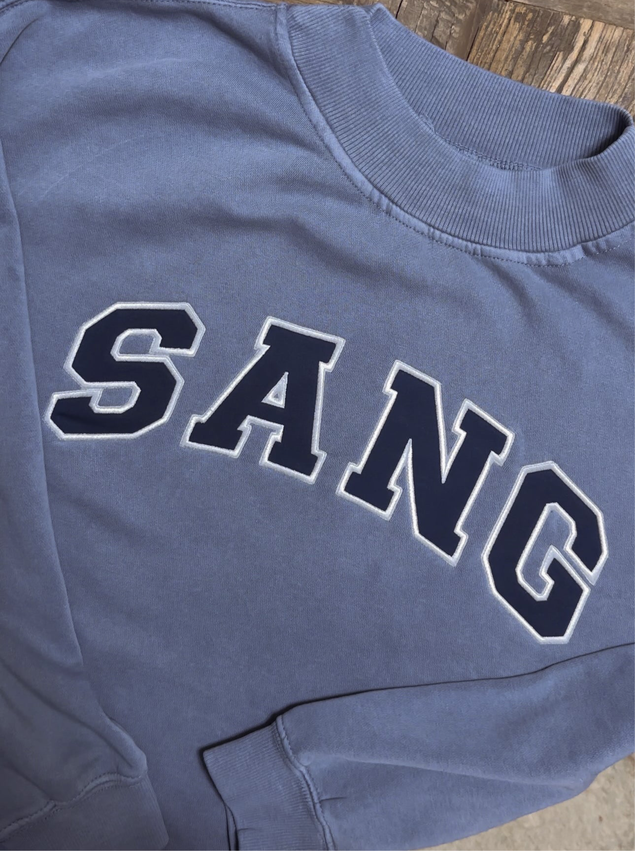 Varsity Font Embroidered Personalized Applique Oversized Mockneck Crewneck I Oversized Mockneck Crewneck | Pink/Blue/Green | Cheetah