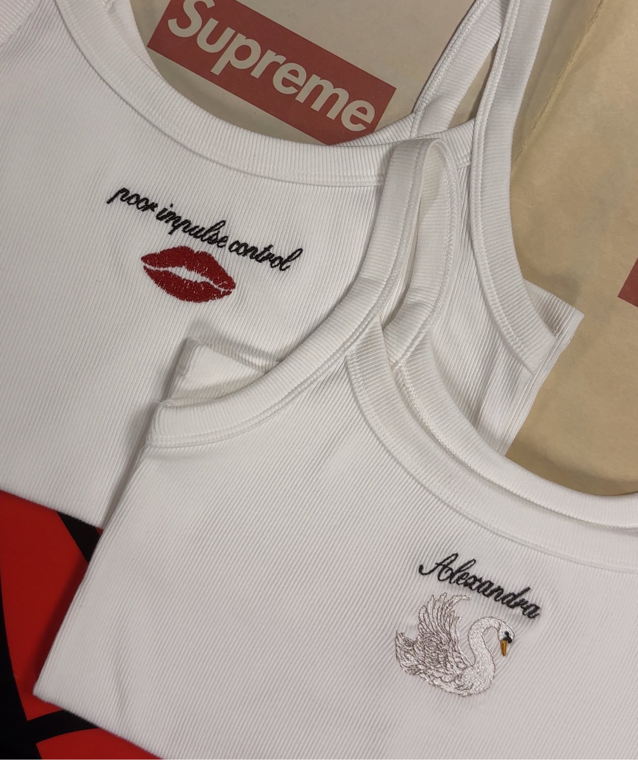 Personalized Embroidered Tank: Custom Text with Select Designs