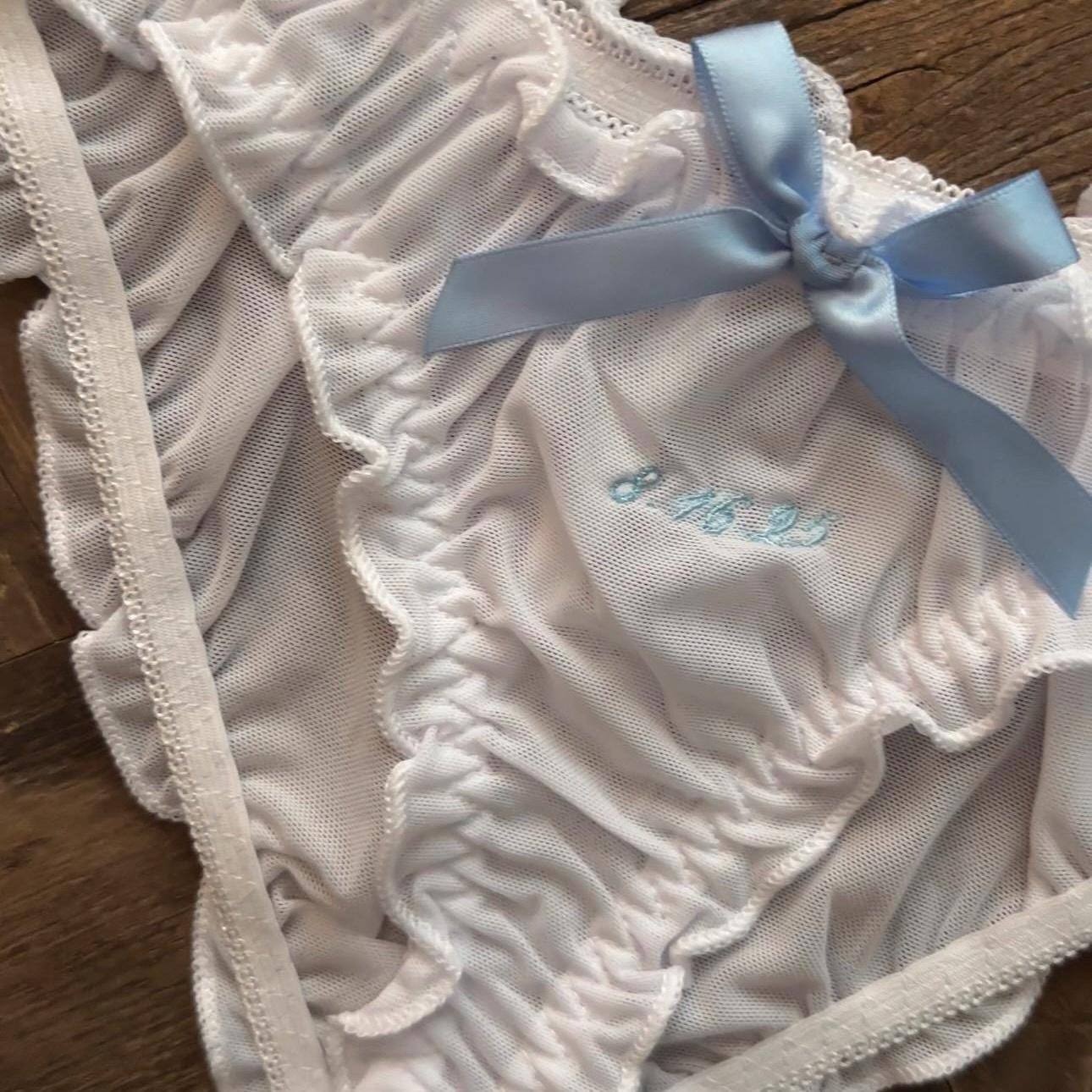 Custom Wedding Date White Mesh Underwear