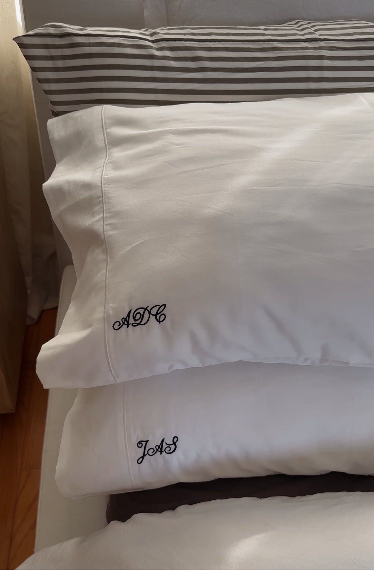 Personalized Embroidered Pillow Cases: 100% Cotton His & Hers Set