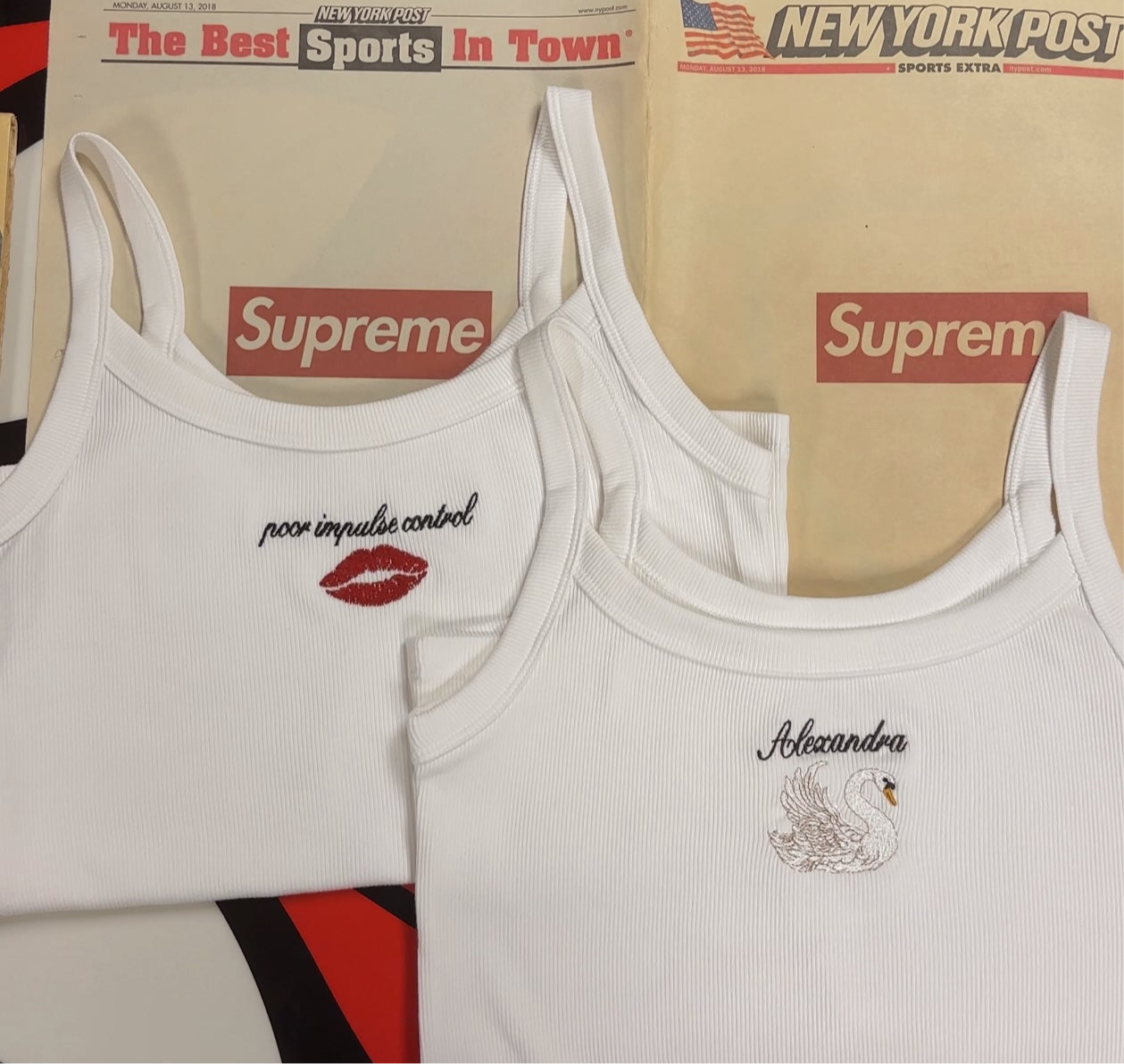 Personalized Embroidered Tank: Custom Text with Select Designs