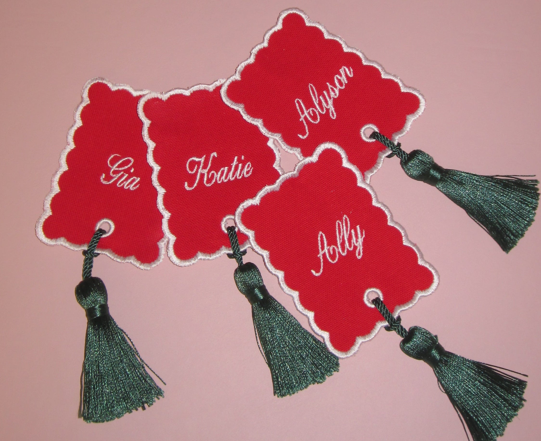 Custom Embroidered Name Tag Set: Personalized  Gift | Hostess | Christmas Party | Christmas Tags | Christmas Keychain