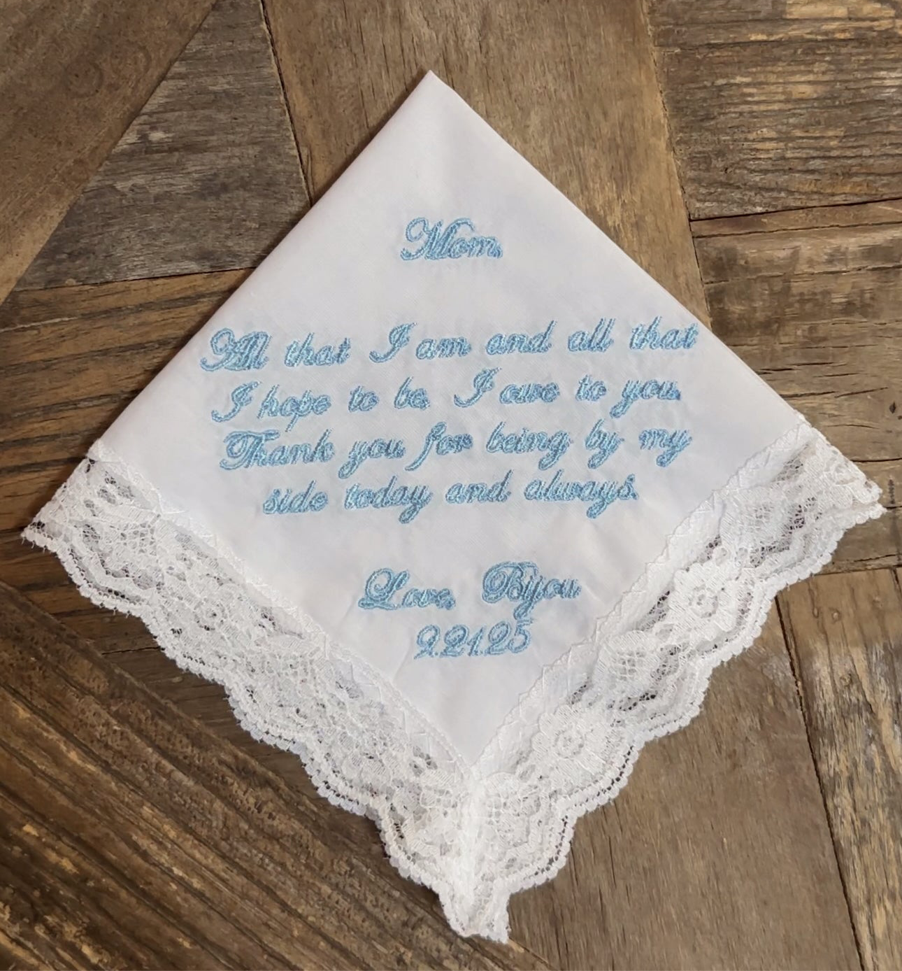 Customized Cotton Scalloped Handkerchief I Embroidered Handkerchief I Wedding Handkerchiefs