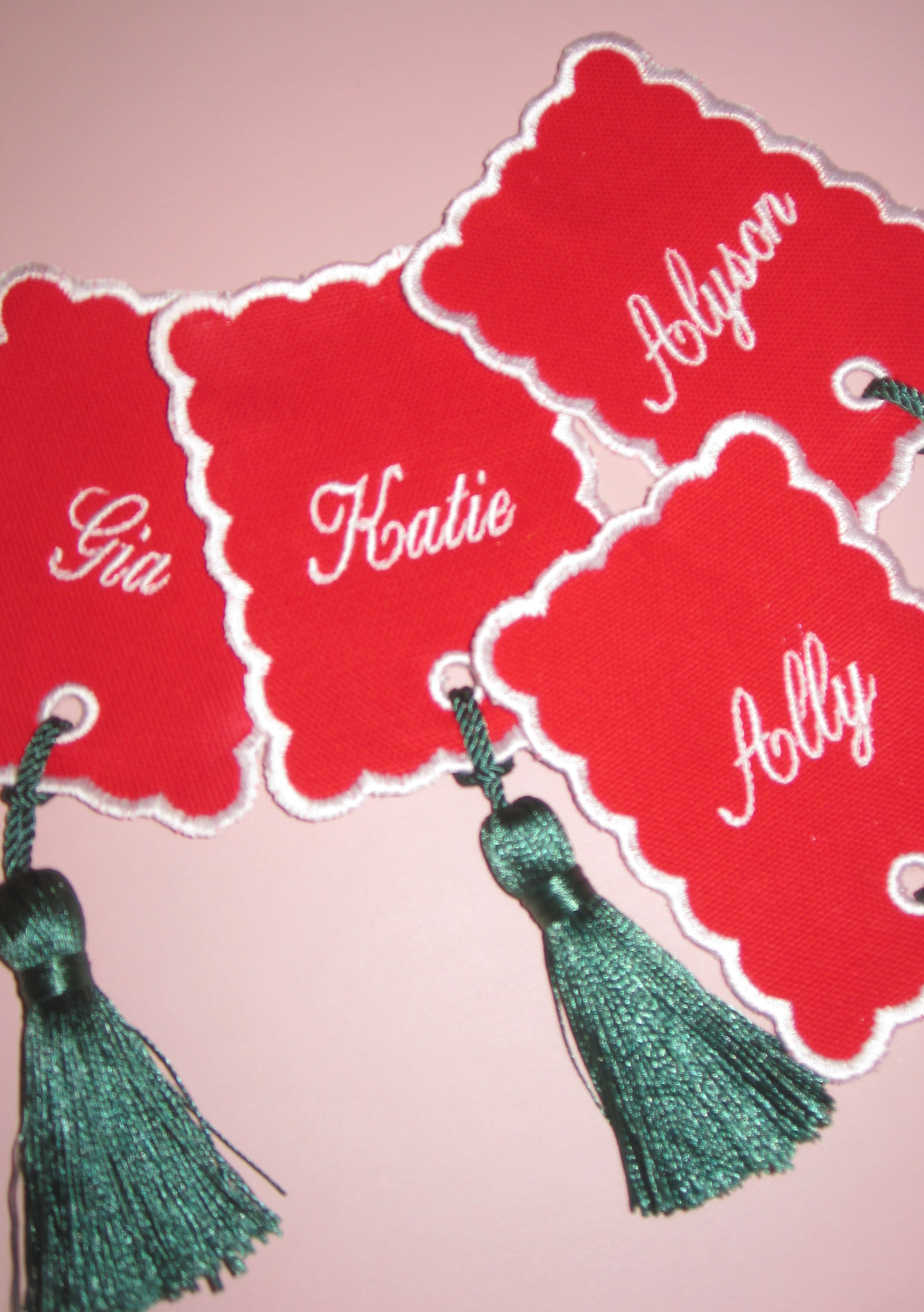 Custom Embroidered Name Tag Set: Personalized  Gift | Hostess | Christmas Party | Christmas Tags | Christmas Keychain