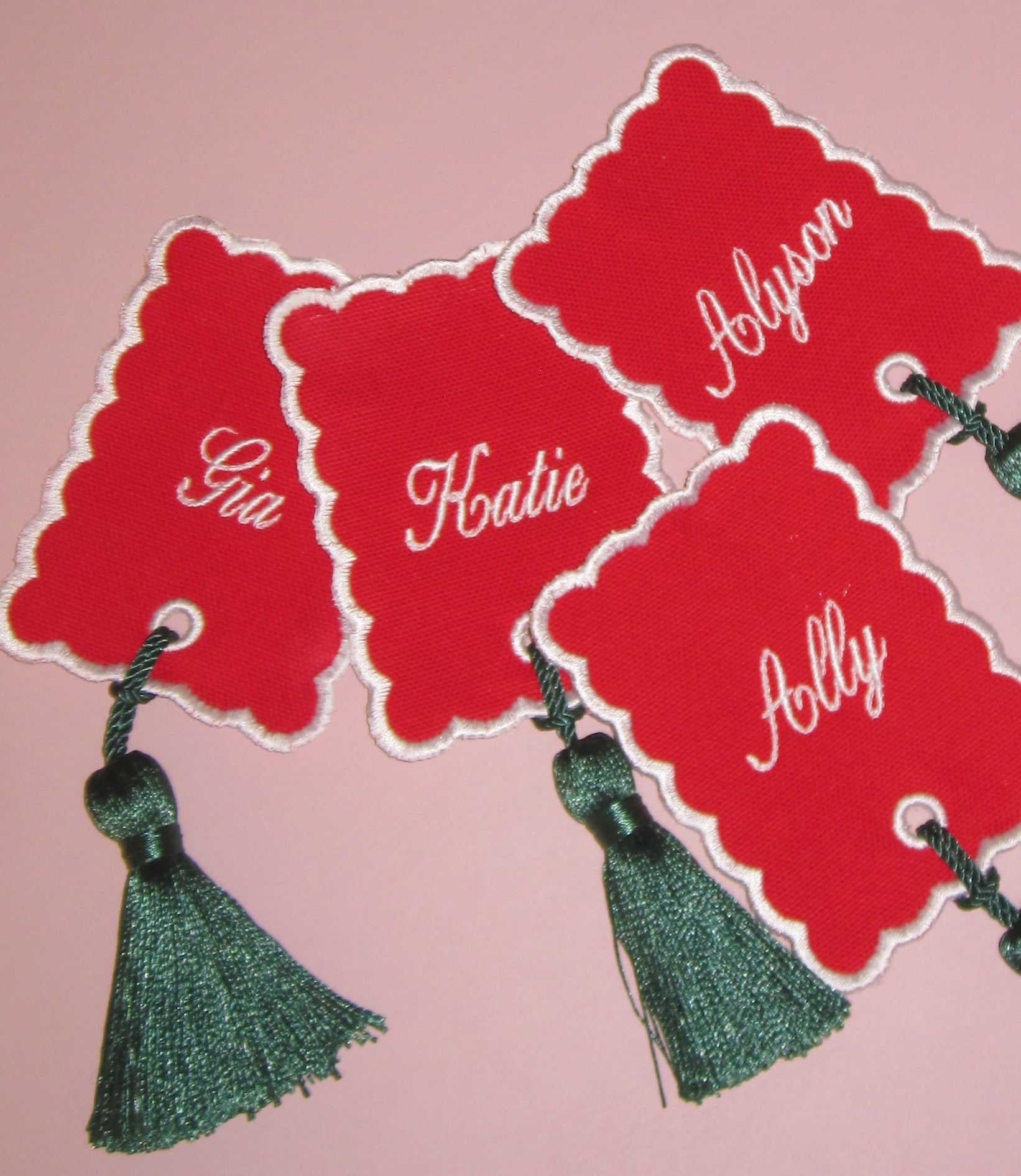 Custom Embroidered Name Tag Set: Personalized  Gift | Hostess | Christmas Party | Christmas Tags | Christmas Keychain