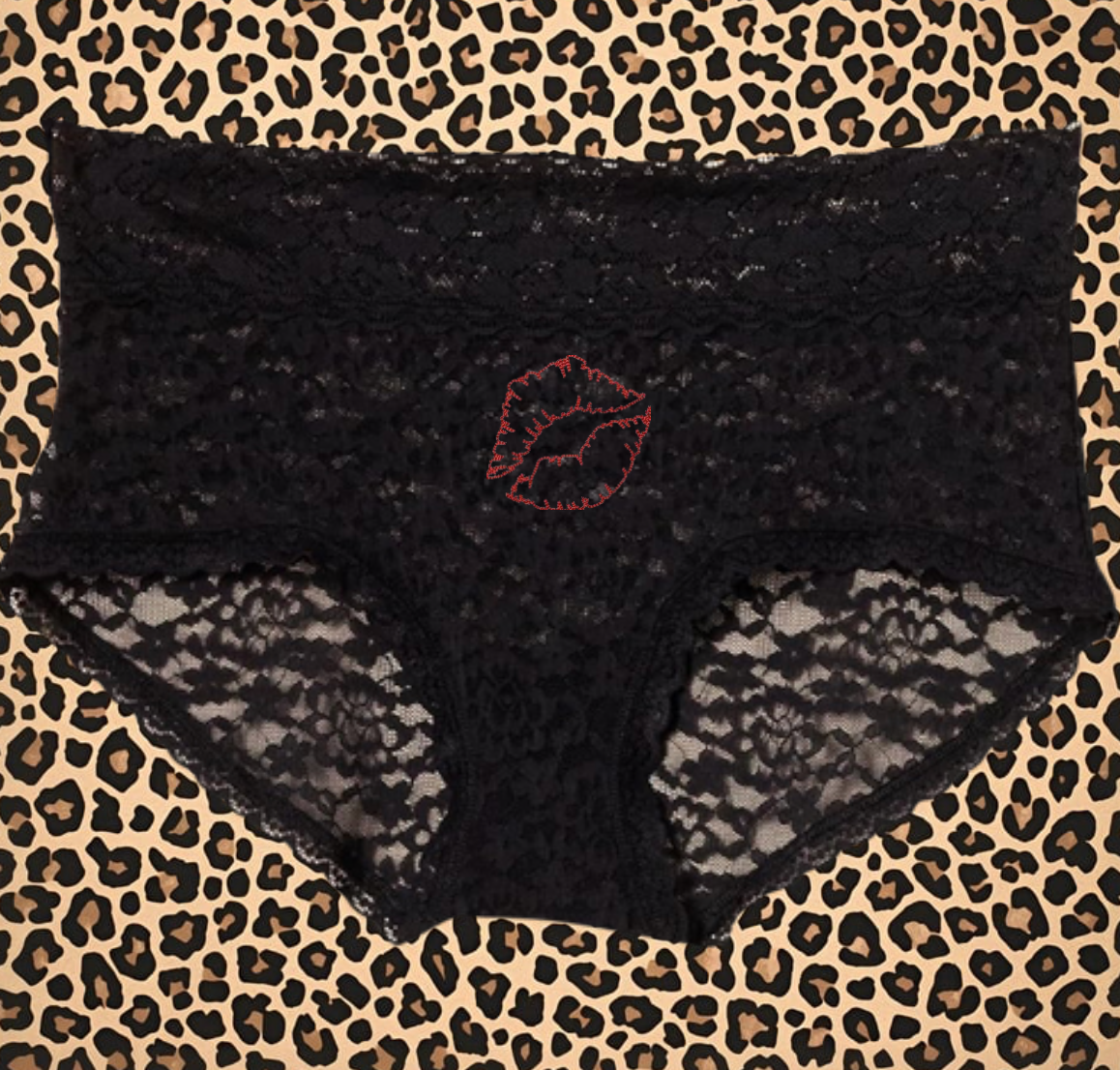 Customizable Text/Design Embroidered Lace Hipster Underwear