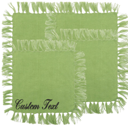 Embroidered Fringe Cocktail Napkins: New York, Dirty Martini, Dice, Bow | NY Cocktail Napkins
