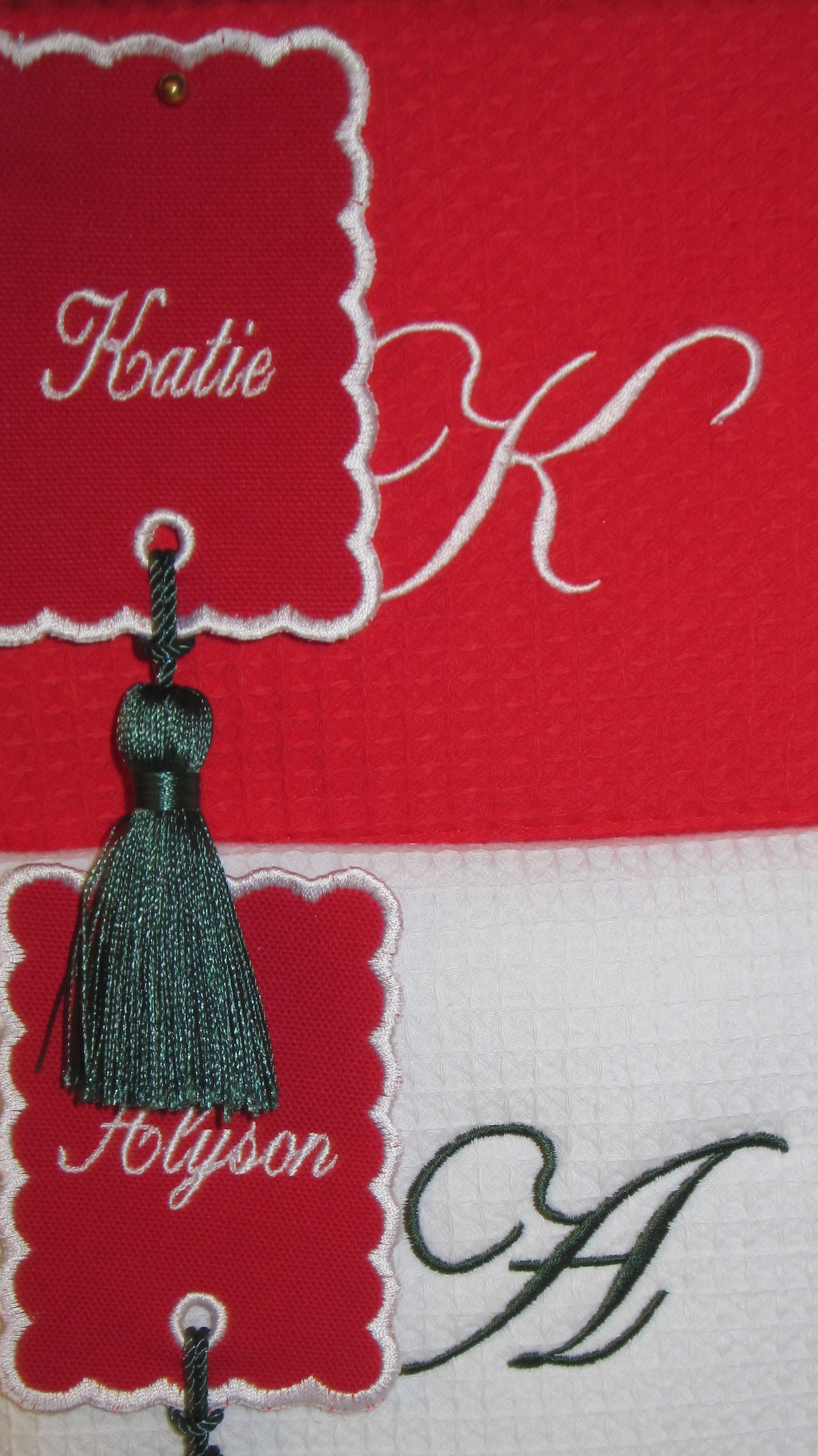 Custom Embroidered Name Tag Set: Personalized  Gift | Hostess | Christmas Party | Christmas Tags | Christmas Keychain