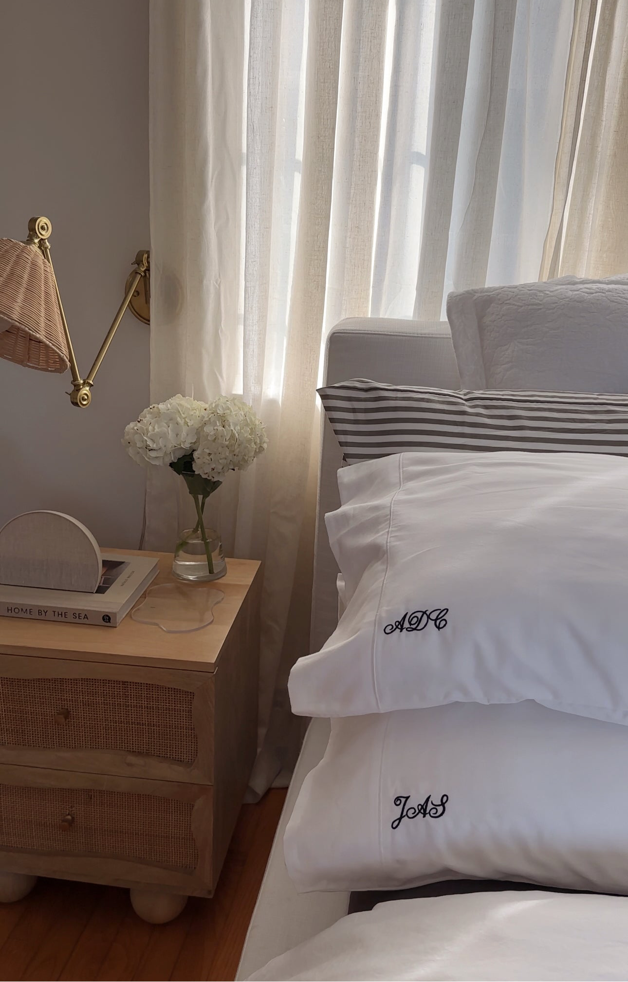 Personalized Embroidered Pillow Cases: 100% Cotton His & Hers Set
