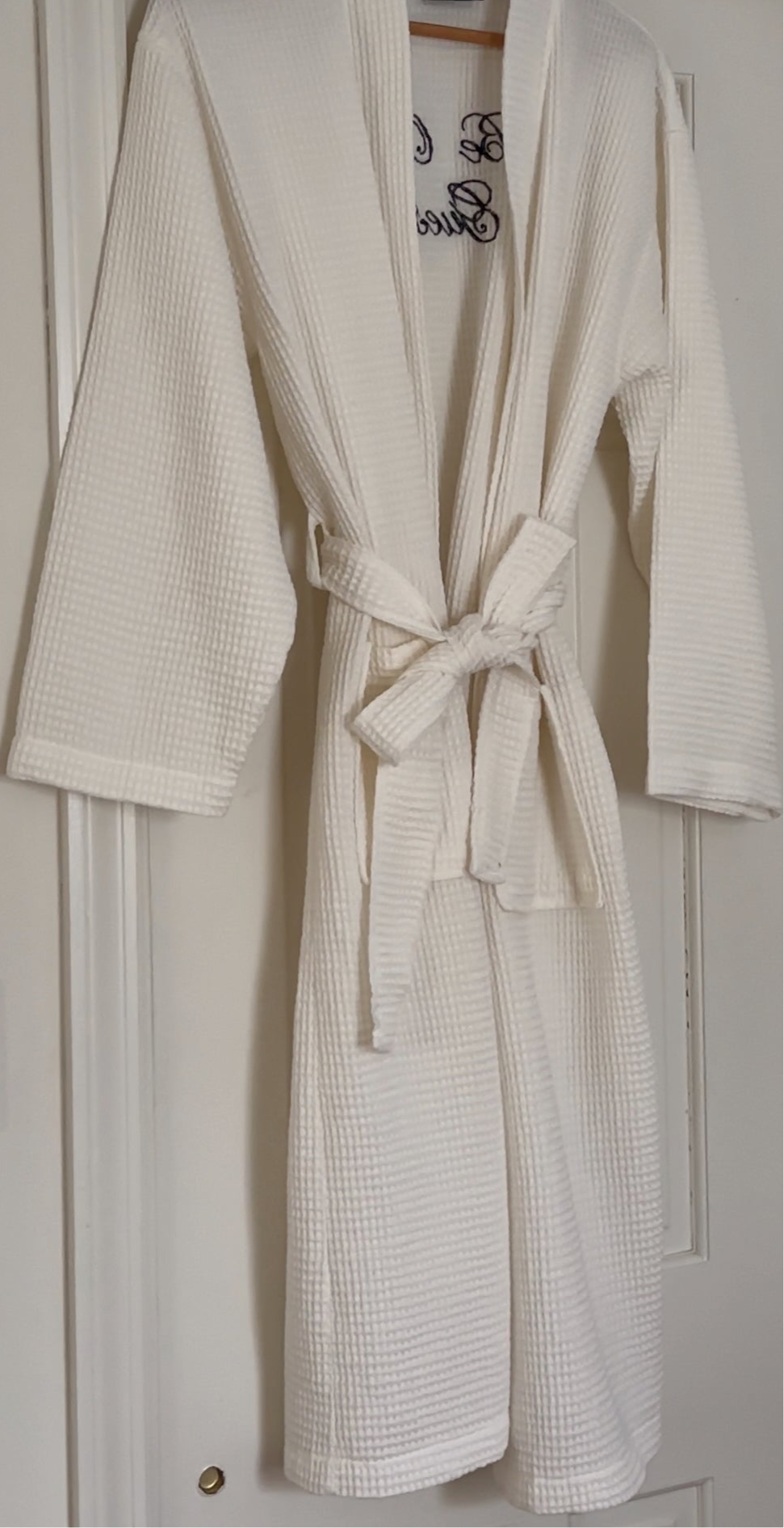 Be Our Guest Personalized Cream Waffle Embroidered 100% Cotton Unisex Bath Robe | Custom Waffle Robe