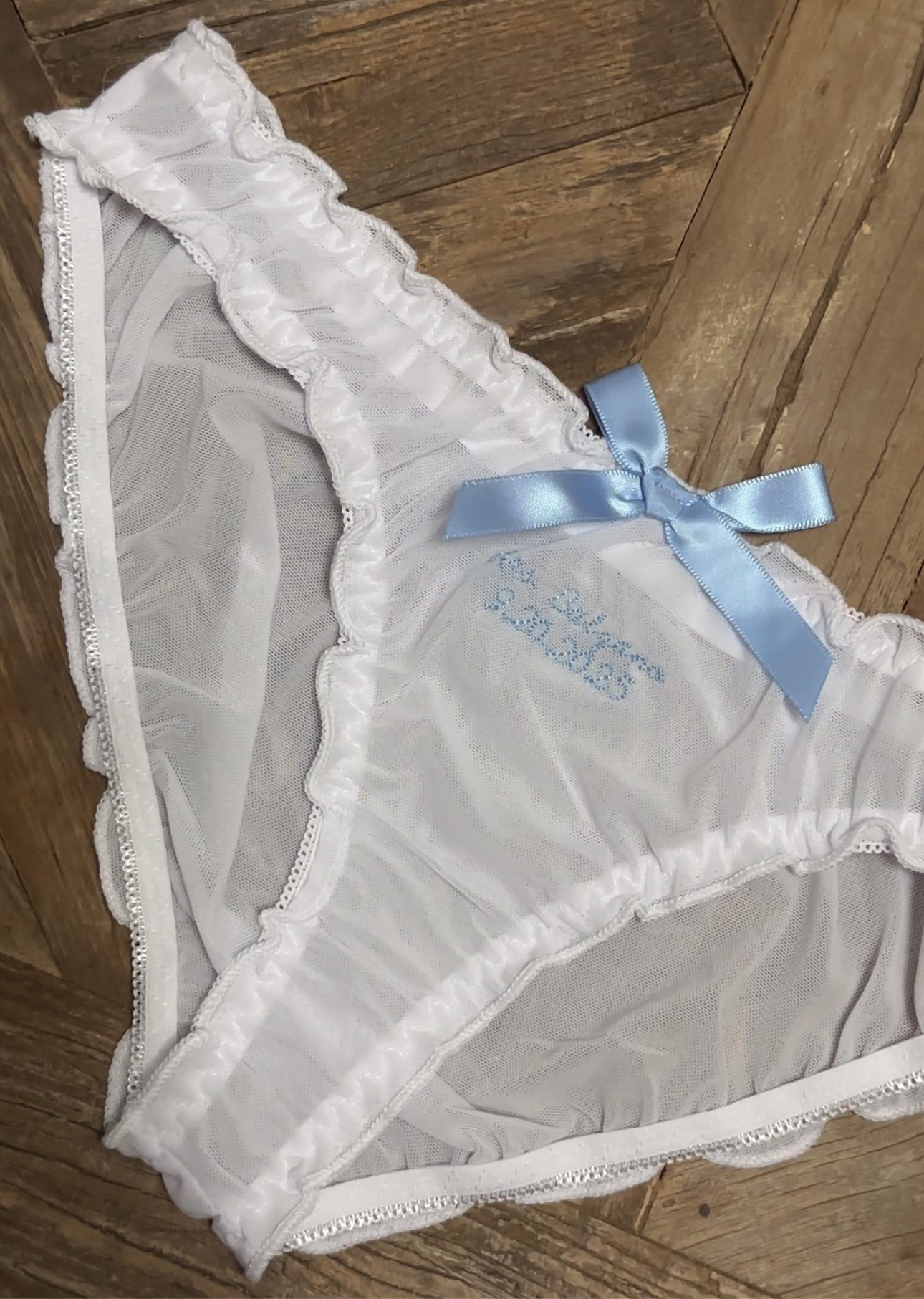 Custom Wedding Date White Mesh Underwear