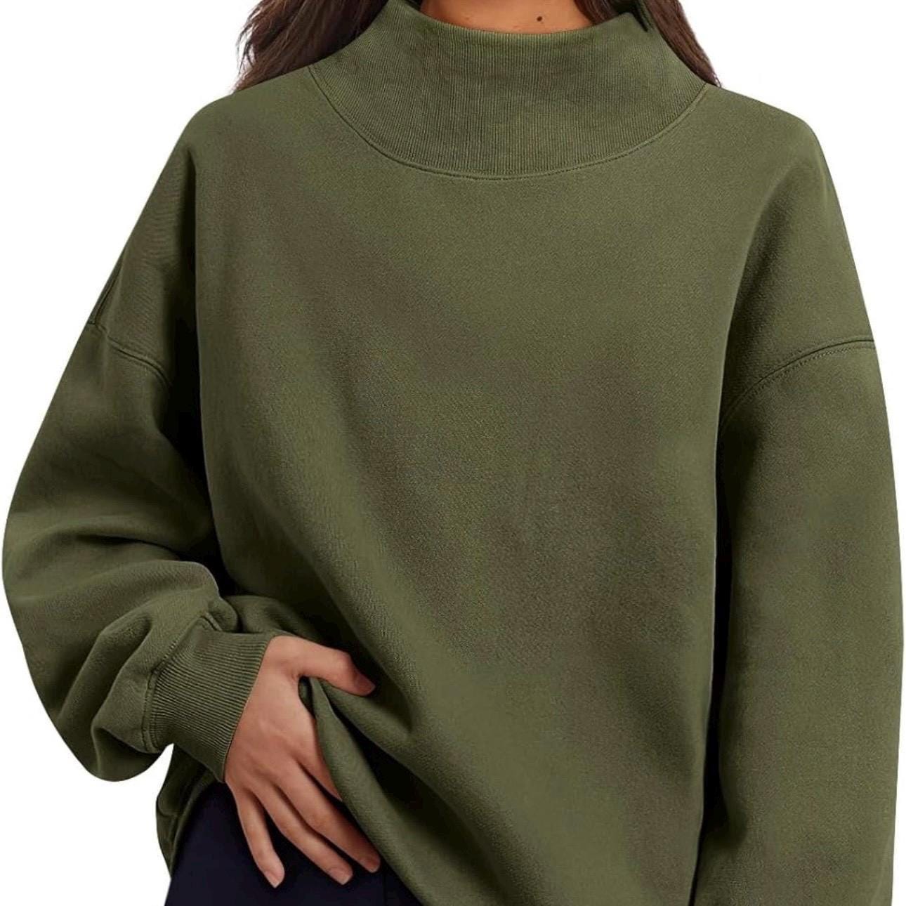 Varsity Font Embroidered Personalized Applique Mockneck Crewneck I Oversized Mockneck Crewneck