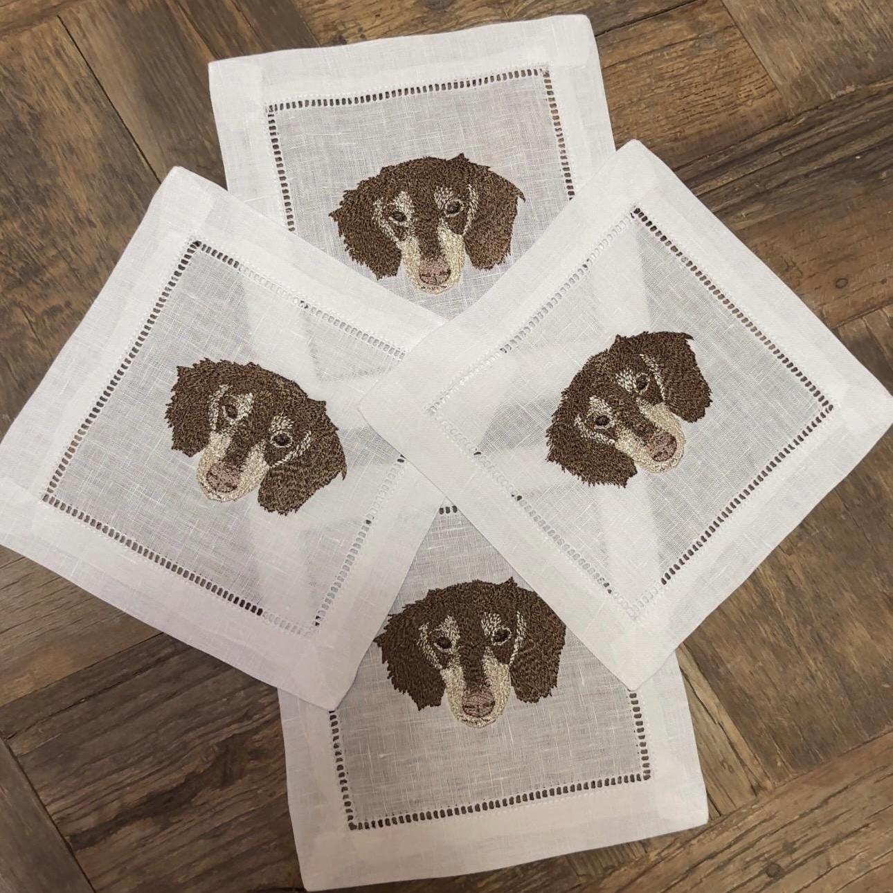 Set of Customized Animal Embroidered Cocktail Napkins I Cocktail napkins I Embroidered Cocktail Napkins I Custom Dog Cocktail Napkins