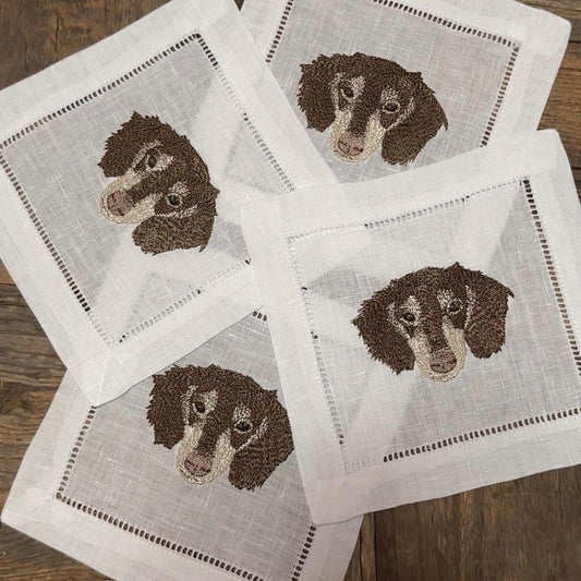 Set of Customized Animal Embroidered Cocktail Napkins I Cocktail napkins I Embroidered Cocktail Napkins I Custom Dog Cocktail Napkins