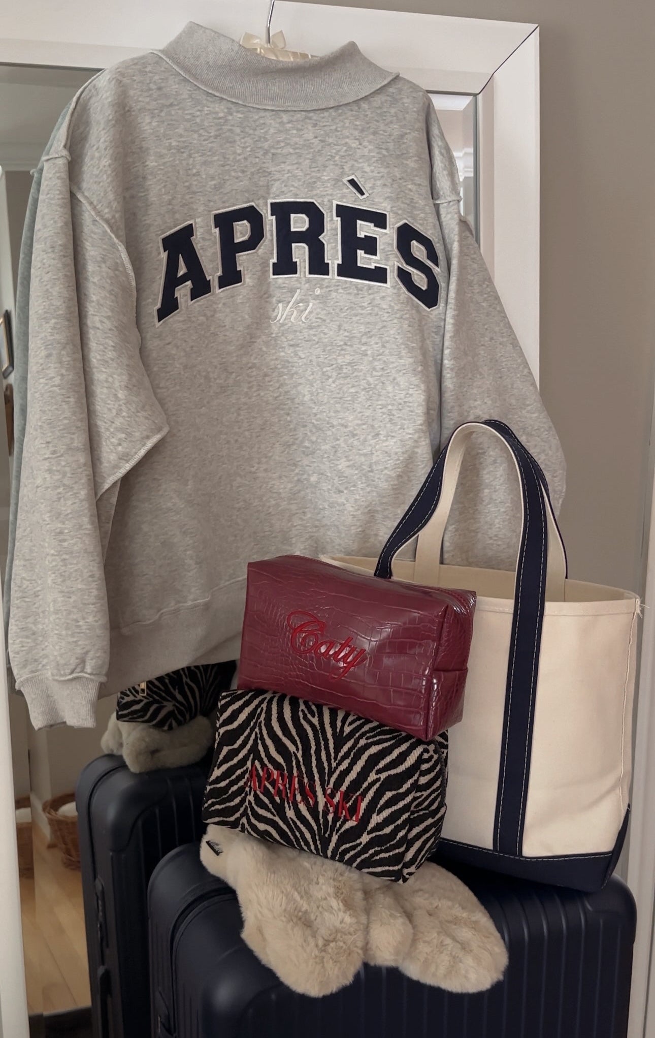 Varsity Font Embroidered Personalized Applique Mockneck Crewneck I Oversized Mockneck Crewneck