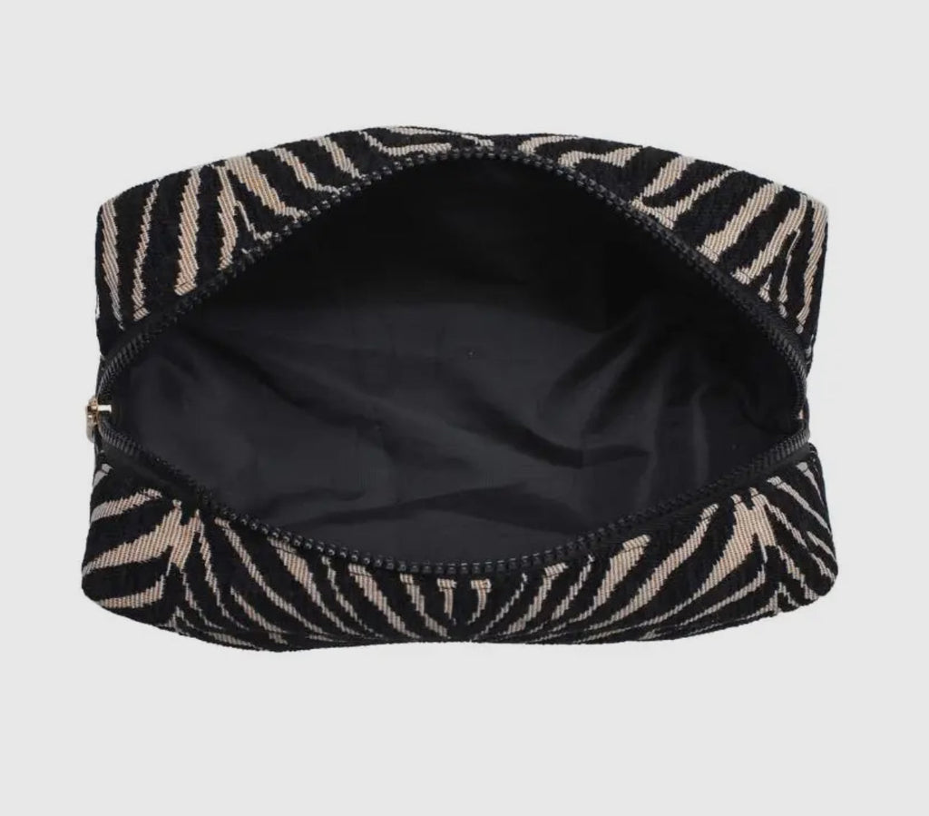 Embroidered Zebra Print Cosmetic Bag: Personalized Makeup Bag