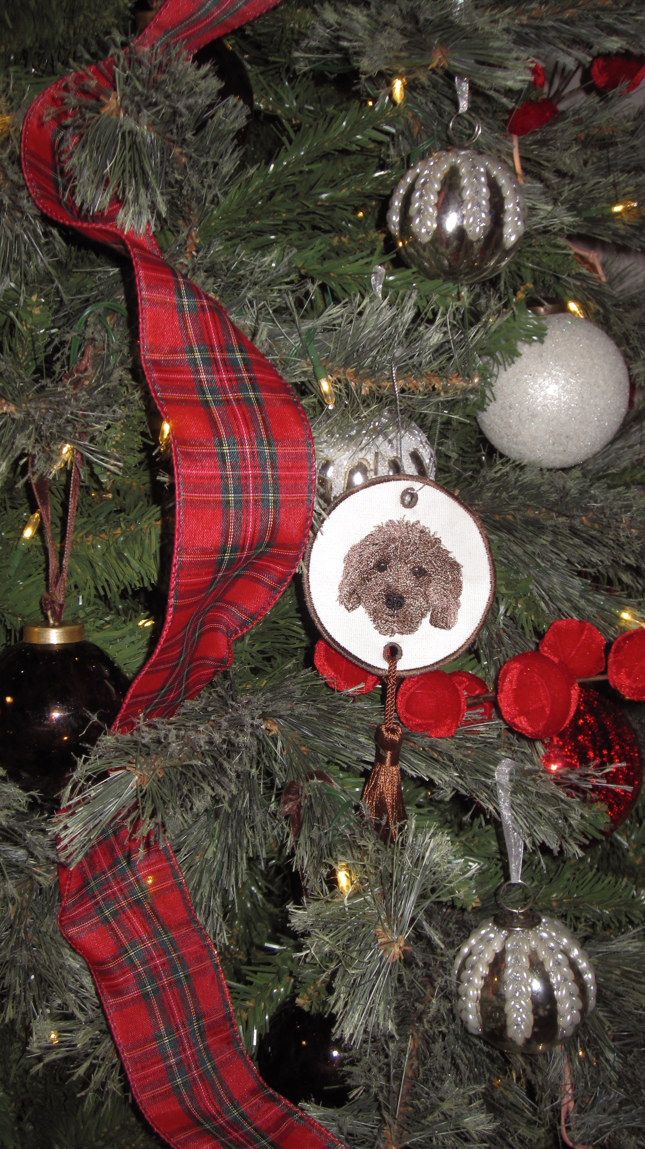 Custom Animal Embroidered Christmas Ornament