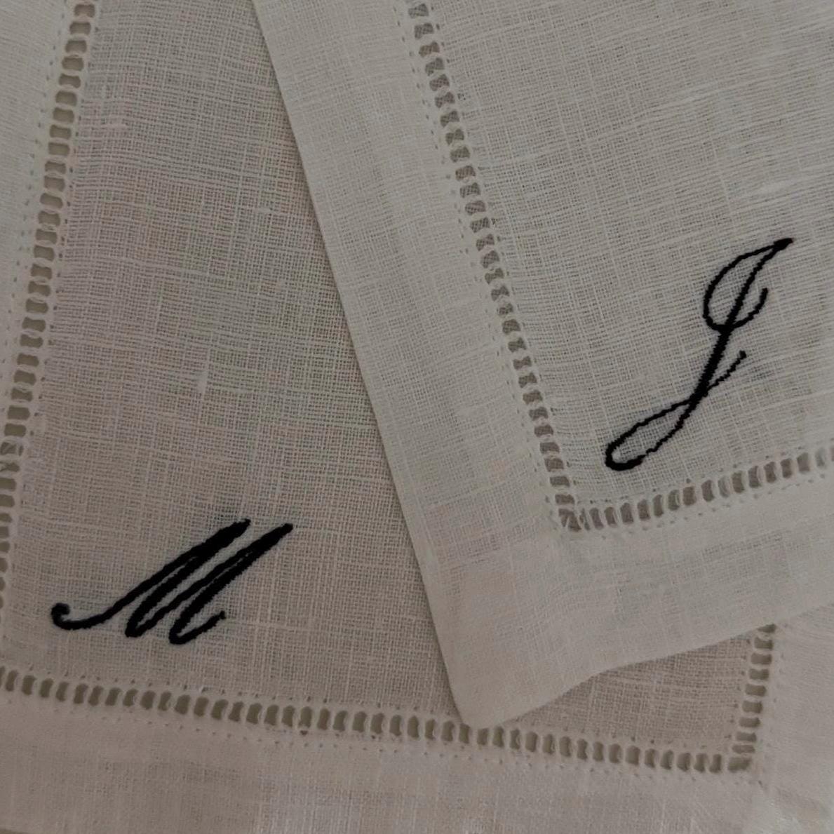 Set of Customized Initial Embroidered Cocktail Napkin I Cocktail napkins I Embroidered Cocktail Napkins