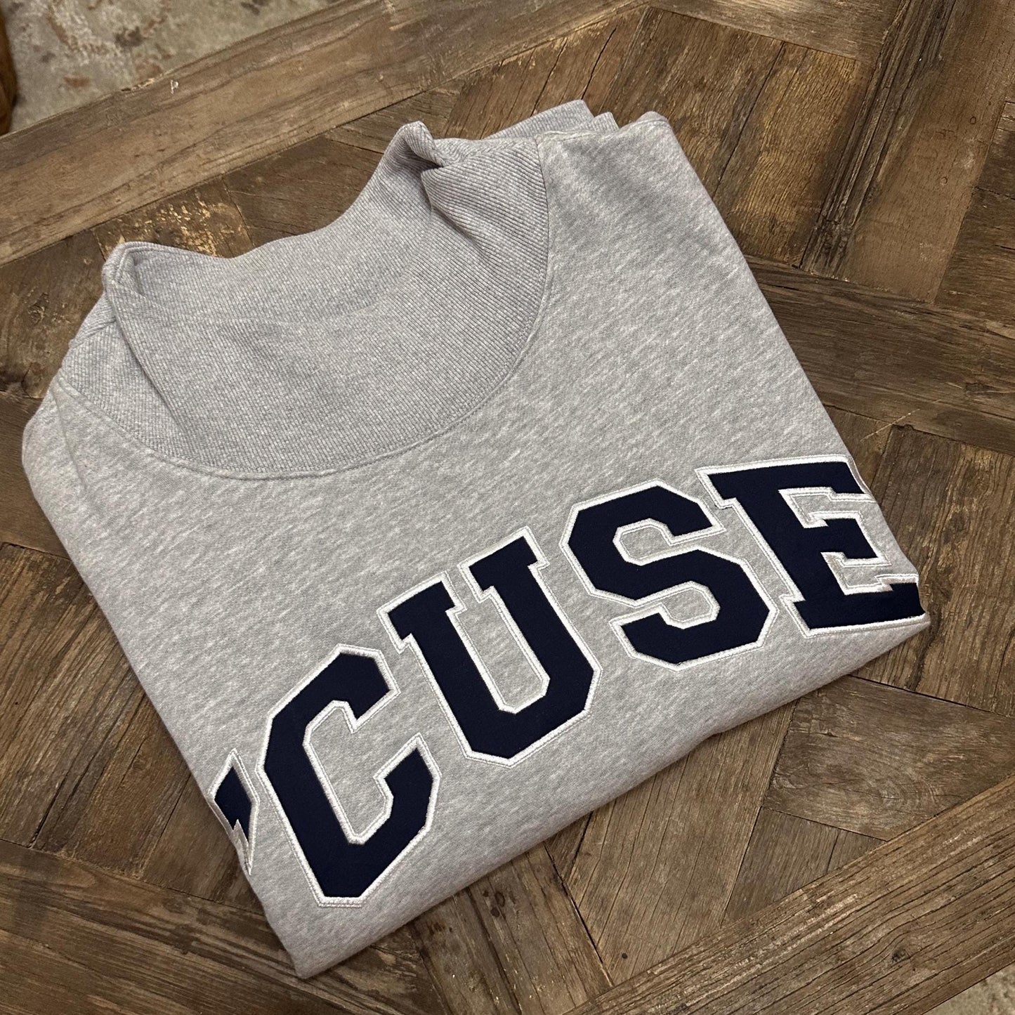 Varsity Font Embroidered Personalized Applique Mockneck Crewneck I Oversized Mockneck Crewneck