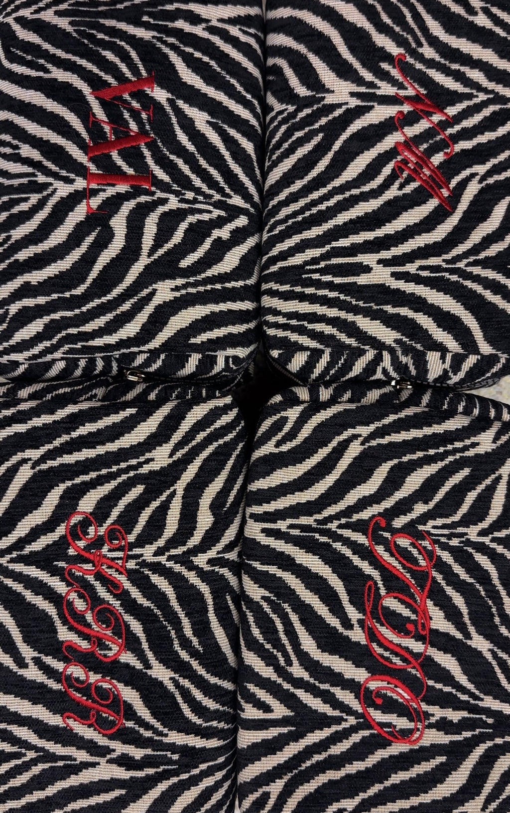 Embroidered Zebra Print Cosmetic Bag: Personalized Makeup Bag