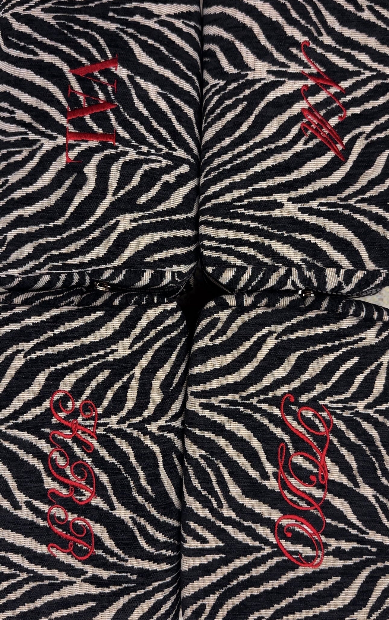 Embroidered Zebra Print Cosmetic Bag: Personalized Makeup Bag