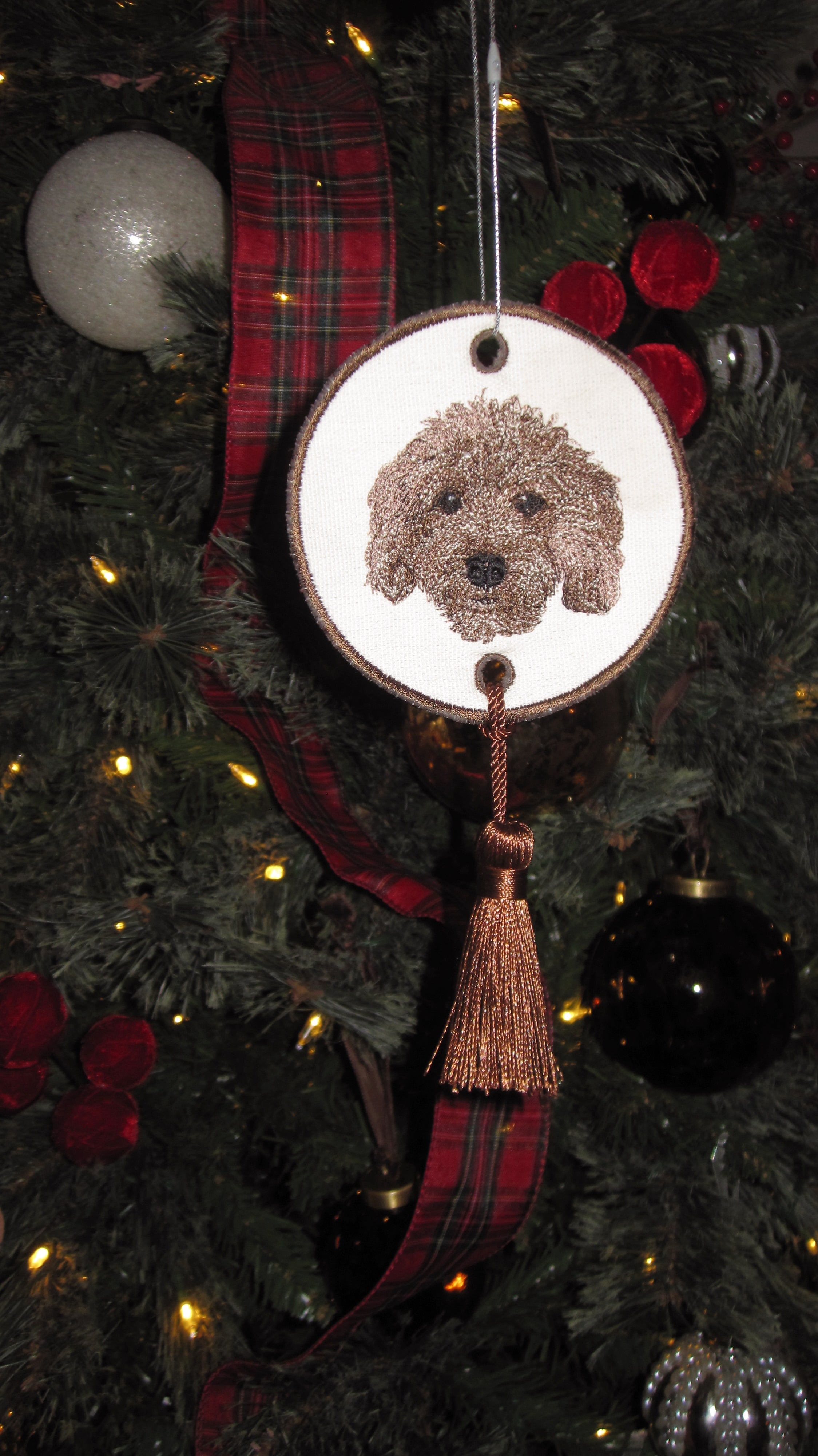 Custom Animal Embroidered Christmas Ornament