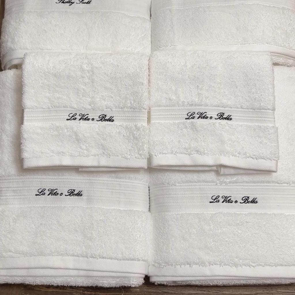 Custom Embroidered Hand Towel/Bath Towel I Embroidered Custom Gift | 100% White Cotton Fabric
