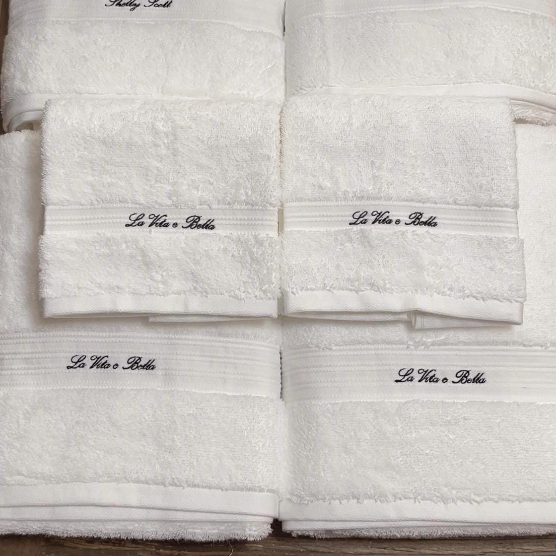Custom Embroidered Hand Towel/Bath Towel I Embroidered Custom Gift | 100% White Cotton Fabric