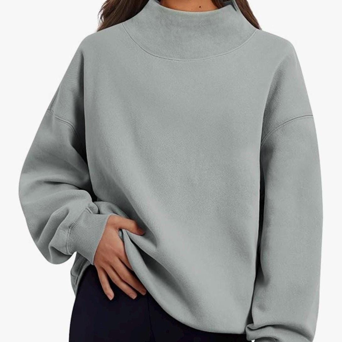 Varsity Font Embroidered Personalized Applique Mockneck Crewneck I Oversized Mockneck Crewneck