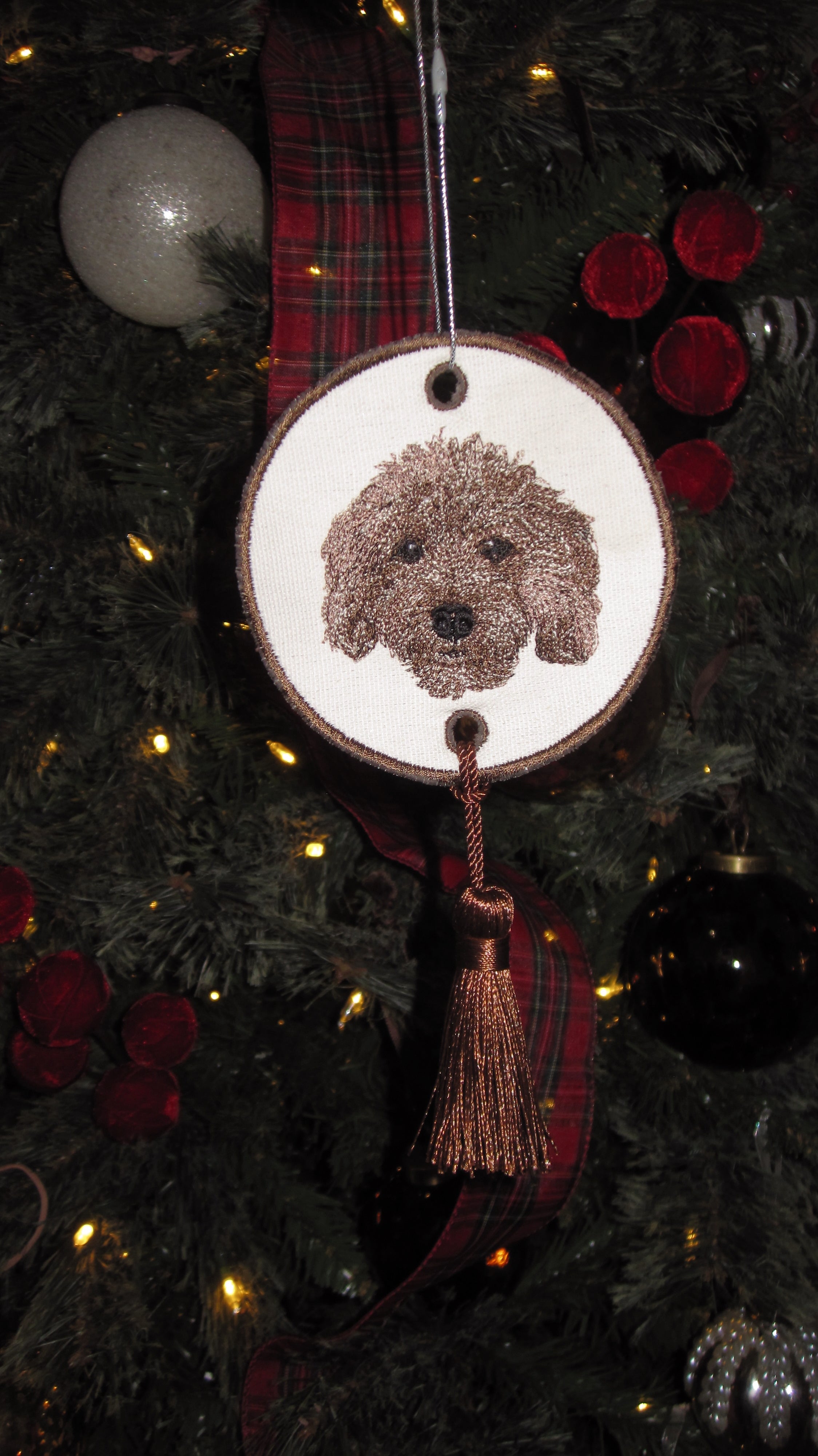 Custom Animal Embroidered Christmas Ornament