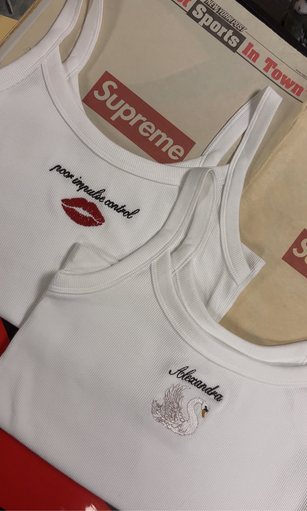 Personalized Embroidered Tank: Custom Text with Select Designs