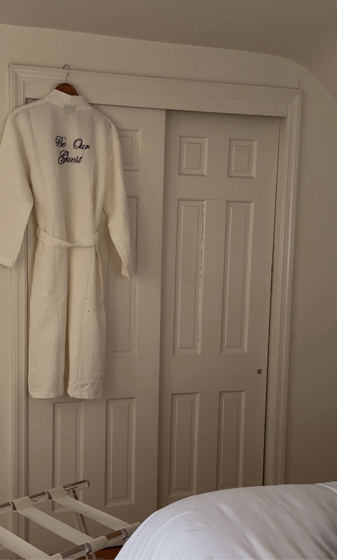 Be Our Guest Personalized Cream Waffle Embroidered 100% Cotton Unisex Bath Robe | Custom Waffle Robe
