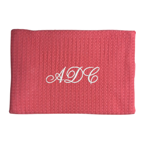 Embroidered Waffle Cosmetic Bag: Personalized Makeup Bag