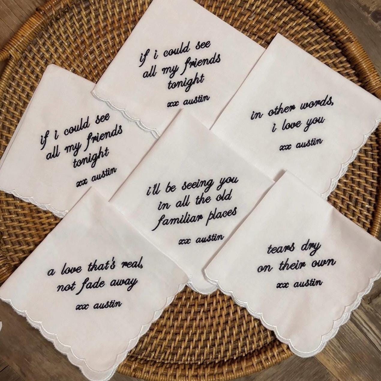 Customized Cotton Scalloped Handkerchief I Embroidered Handkerchief I Wedding Handkerchiefs