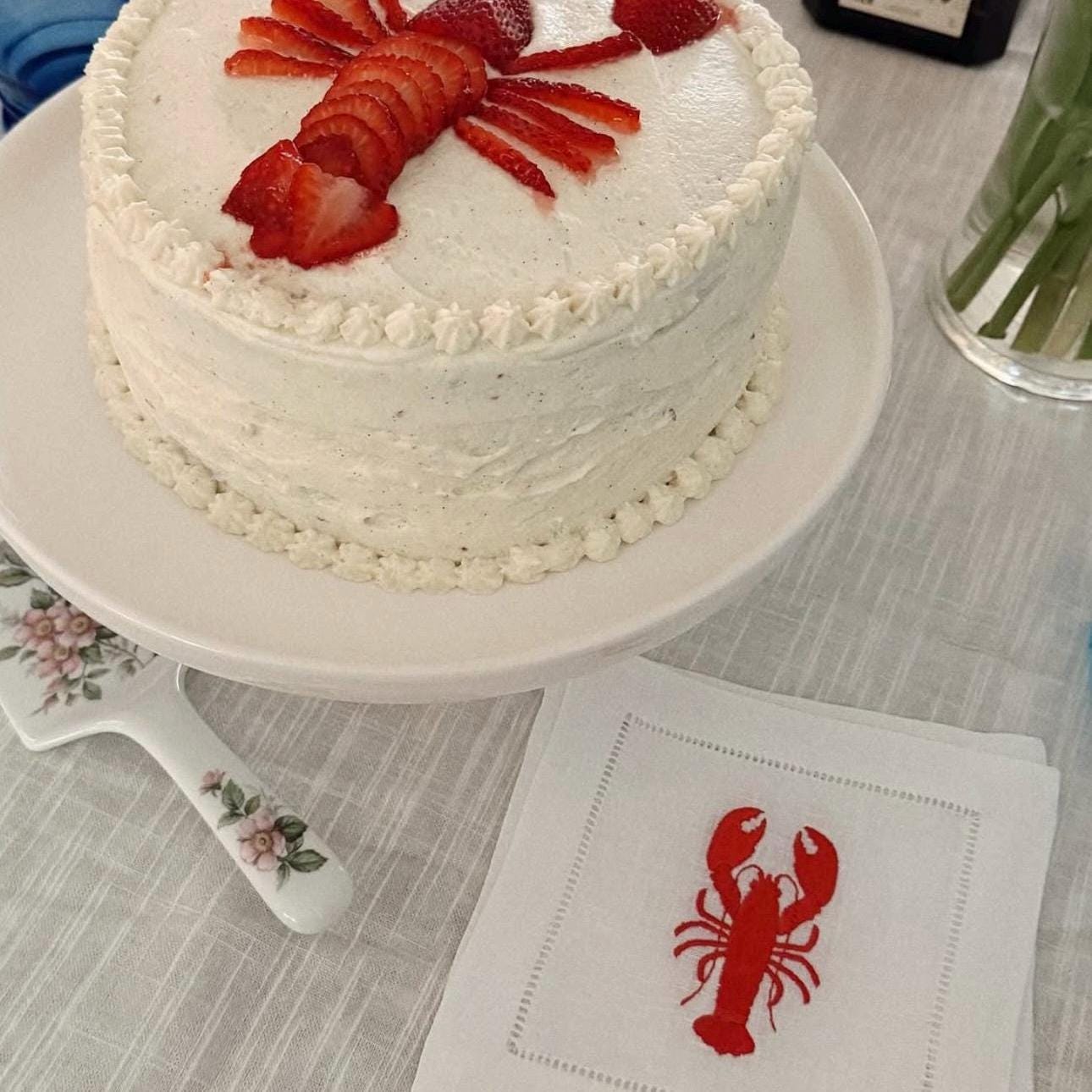 Set of Lobsters Embroidered Cocktail Napkins I Cocktail Napkins I Embroidered Cocktail Napkins | Coastal Cocktail Napkins