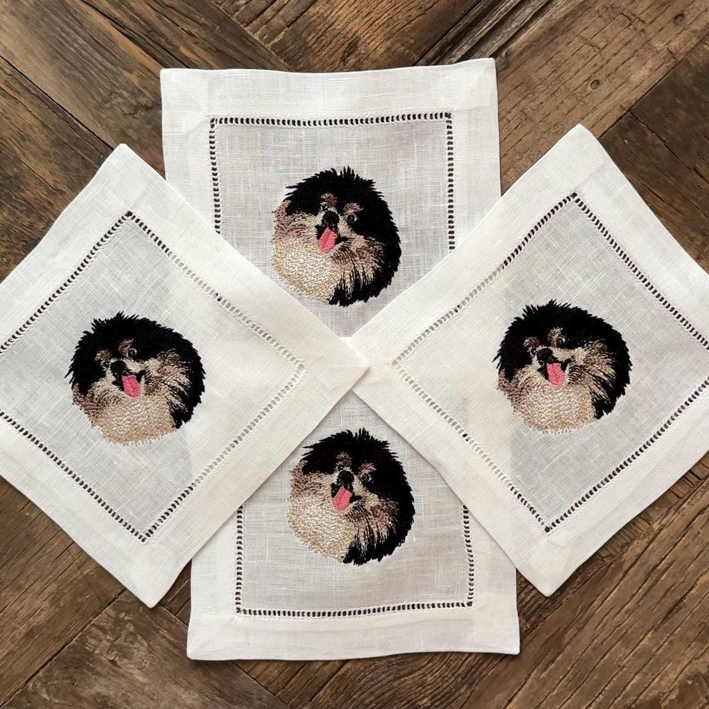 Set of Customized Animal Embroidered Cocktail Napkins I Cocktail napkins I Embroidered Cocktail Napkins I Custom Dog Cocktail Napkins