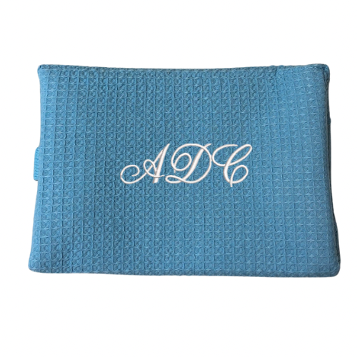 Embroidered Waffle Cosmetic Bag: Personalized Makeup Bag