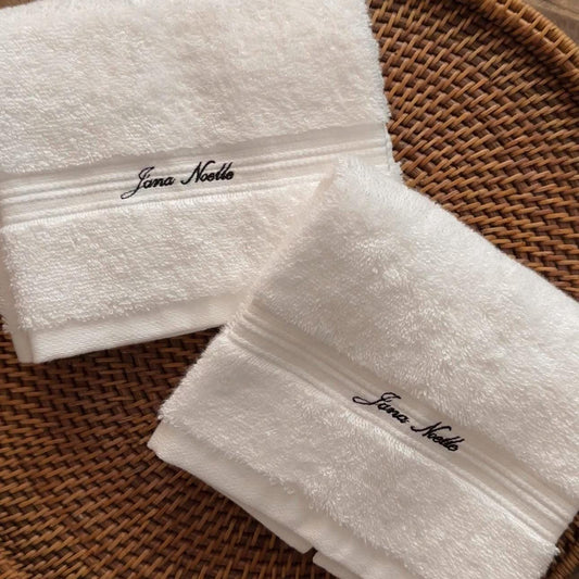 Custom Embroidered Hand Towel/Bath Towel I Embroidered Custom Gift | 100% White Cotton Fabric
