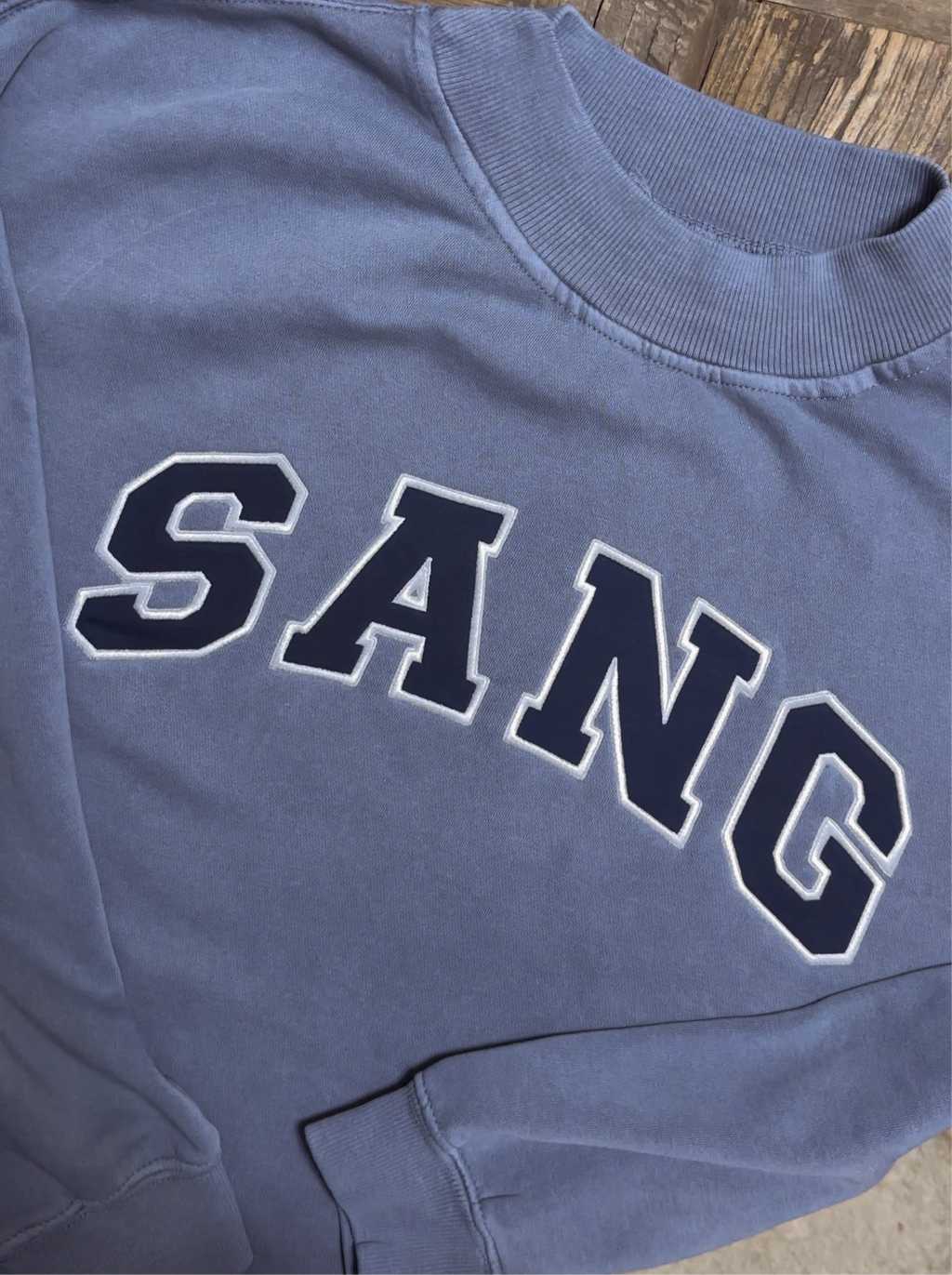 Varsity Font Embroidered Personalized Applique Oversized Mockneck Crewneck I Oversized Mockneck Crewneck | Pink/Blue/Green | Cheetah
