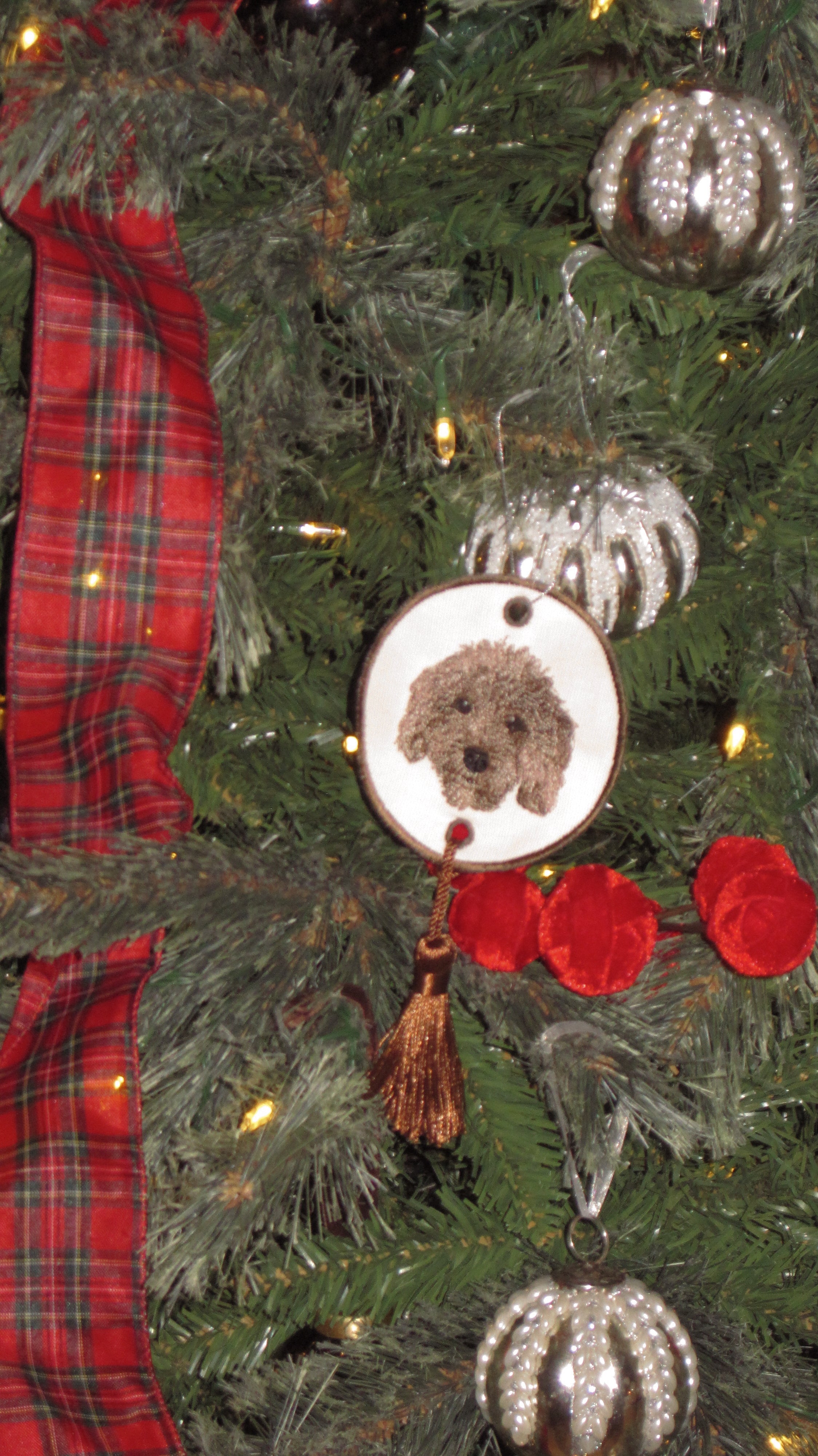 Custom Animal Embroidered Christmas Ornament