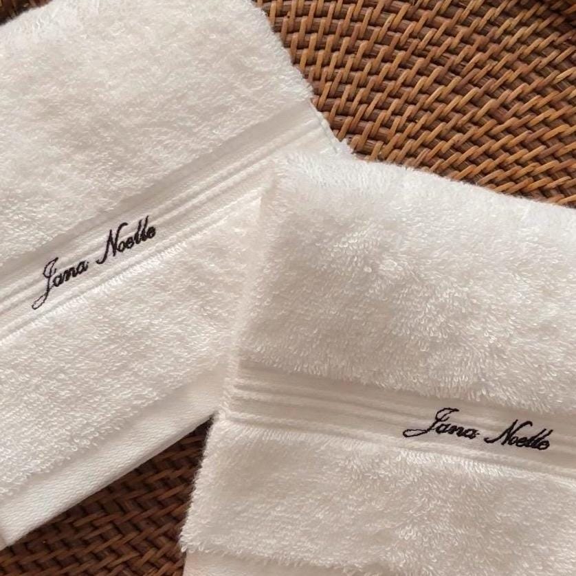 Custom Embroidered Hand Towel/Bath Towel I Embroidered Custom Gift | 100% White Cotton Fabric