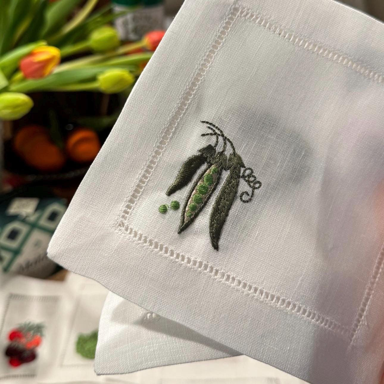 Set of Veggie Cocktail Napkins I Cocktail napkins I Embroidered Cocktail Napkins I Red Pepper I Beet I Tomato I Cabbage | Onion | Carrot