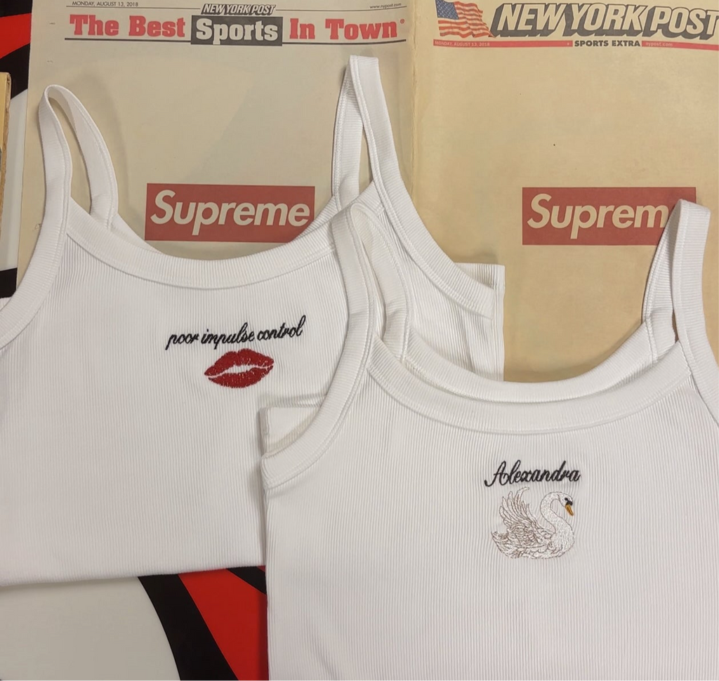 Personalized Embroidered Tank: Custom Text with Select Designs