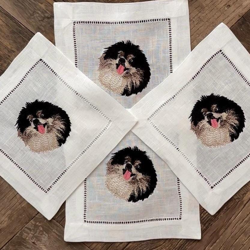 Set of Customized Animal Embroidered Cocktail Napkins I Cocktail napkins I Embroidered Cocktail Napkins I Custom Dog Cocktail Napkins